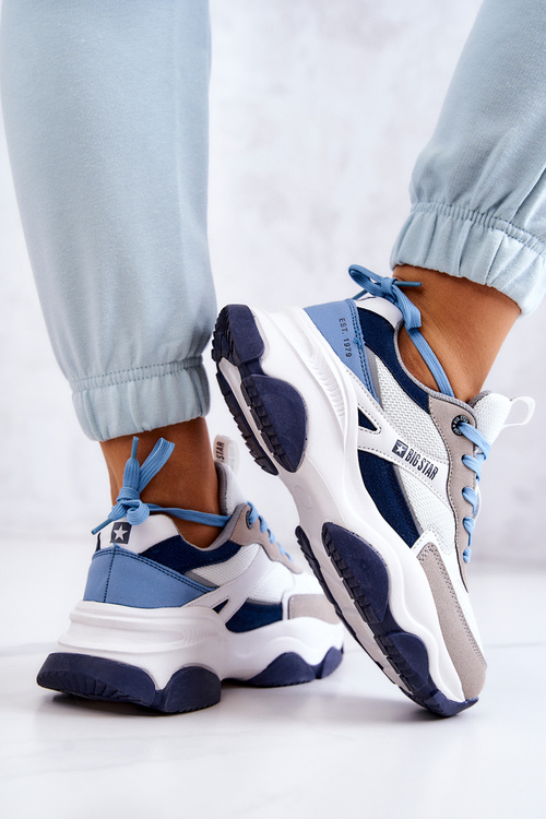 Dámské Sneakers Sportovní Obuv Big Star JJ274580 Bílá a Modrá