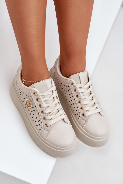 Dierované tenisky so zlatým detailom béžové Cassildi