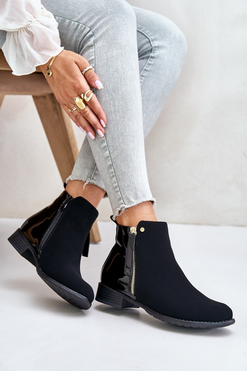 Zateplené čižmy na plochom podpätku s nízkym zvrškom čierne Zinariella