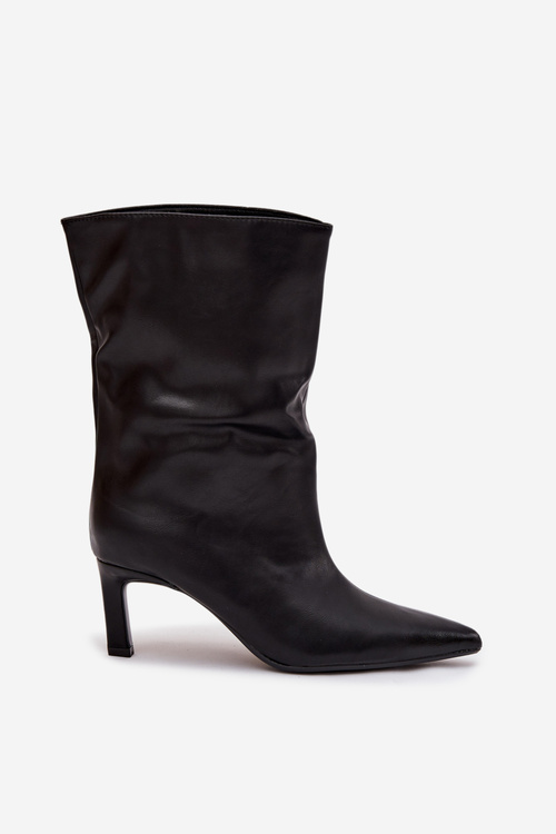 Vklouzněte dámské kotníkové boty na jehlovém podpatku z ekokůže černé Norell