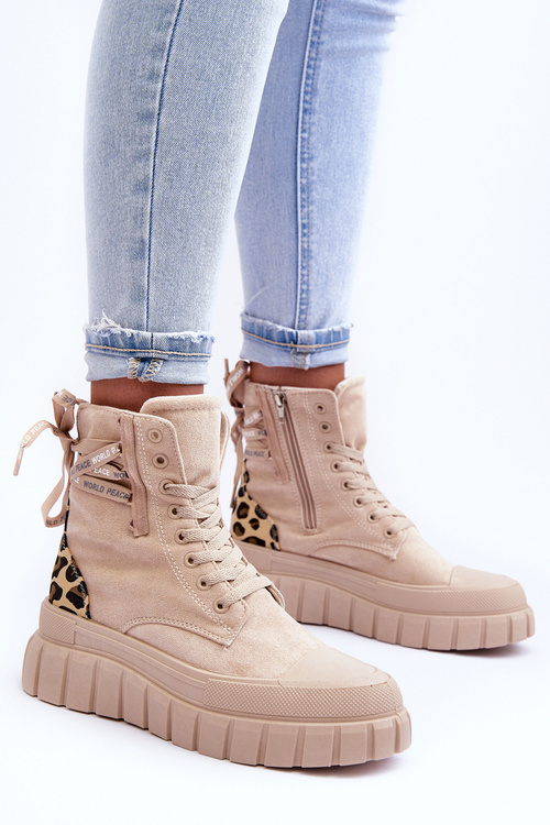 Dámské semišové boty na platformě světle hnědé Raftera