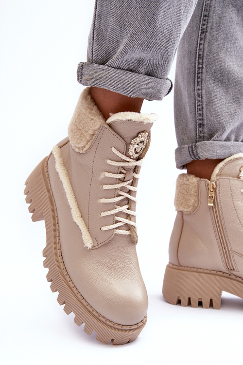 Dámske kožené topánky béžové lemar Vergo