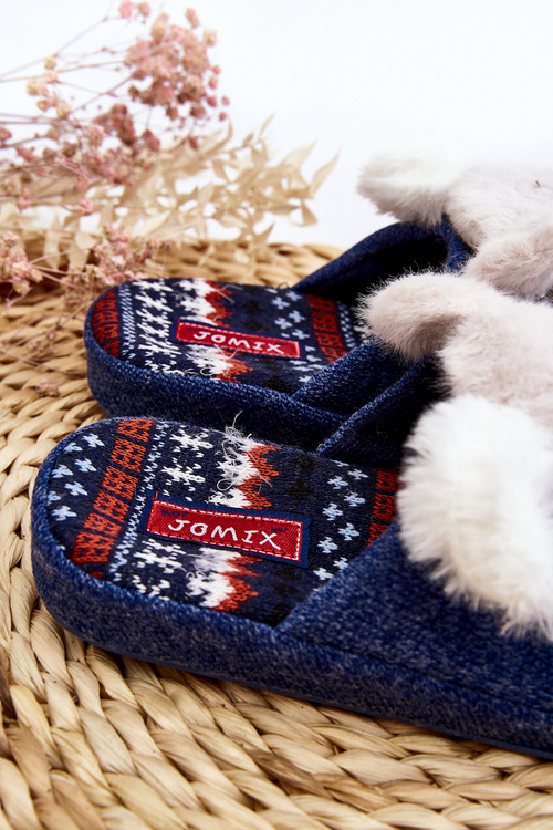 Detské papuče na silnej podrážke s plyšovým medveďom dasca námorníctvo