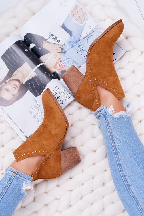 Dámské Ktníkové Boty Na Podpatku Slip-on s Výřezy Camel ManiMani