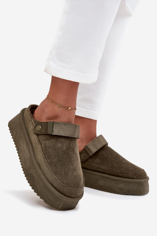 Dámské sněhule na platformě s přezkou tmavě zelené Jorielle