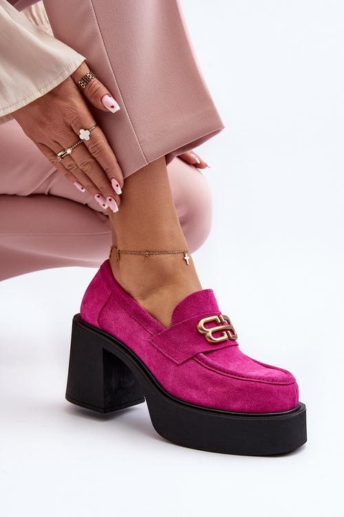 Zazoo 20170 Dámské Semišové Polobotky Na Podpatku Fuksie