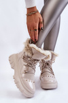 Dámské kozačky s kožešinou na šněrování Světle béžová Merron