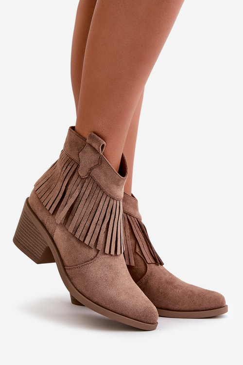 Dámské Kožené Boty Na Zip Eko Zamšové Hnědé S.Barski HY42-127