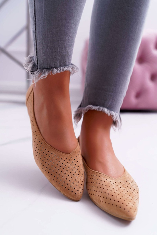 Dámské Baleríny Lu Boo Perforované Camel Dessert