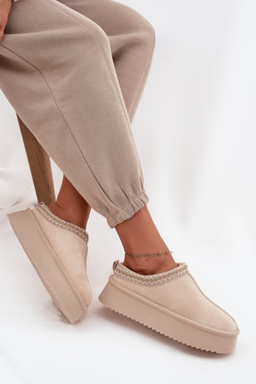 Dámske snehule s výšivkou svetlo béžové Pristina