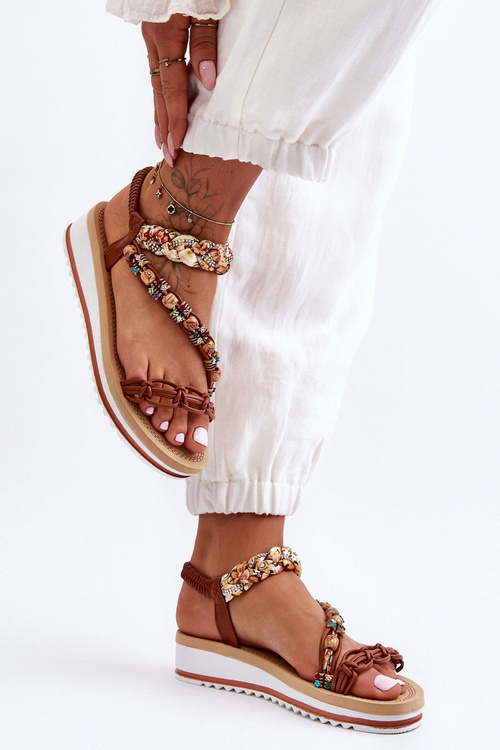 Pohodlné dámské sandály na klínu hnědé Jodie