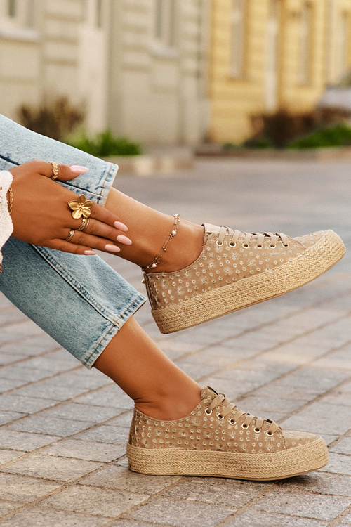 Vzorované dámské tenisky na platformě s pleteninou Lee Cooper LCW-25-08-3646L Khaki