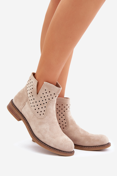 Boty Na Ploché Podpatky S Prodyšným Svrškem Světle Béžové Elivaya