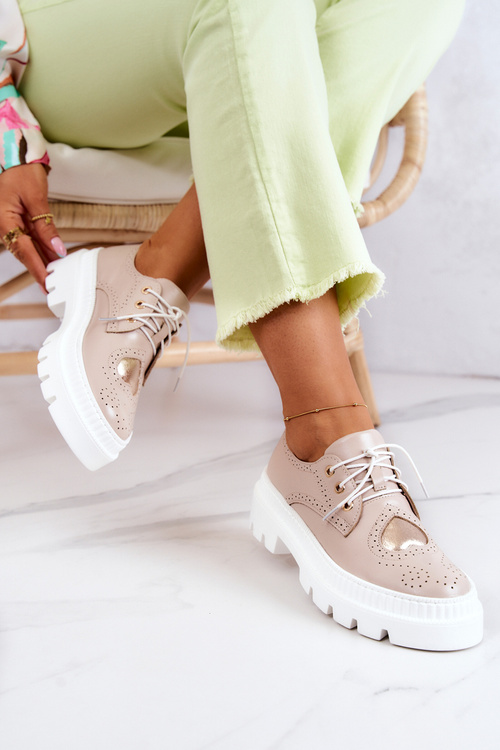 Kožené Boty S Srdce Béžová Curtis