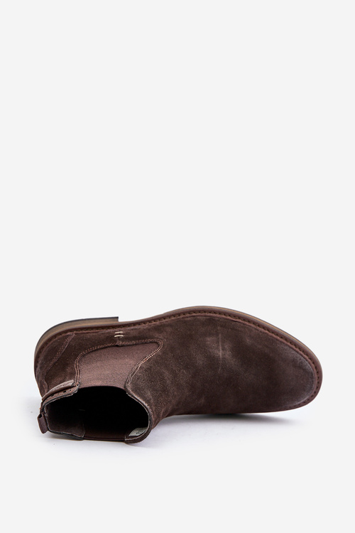 Semišové členkové topánky pre mužov Big Star OO174155 hnedé