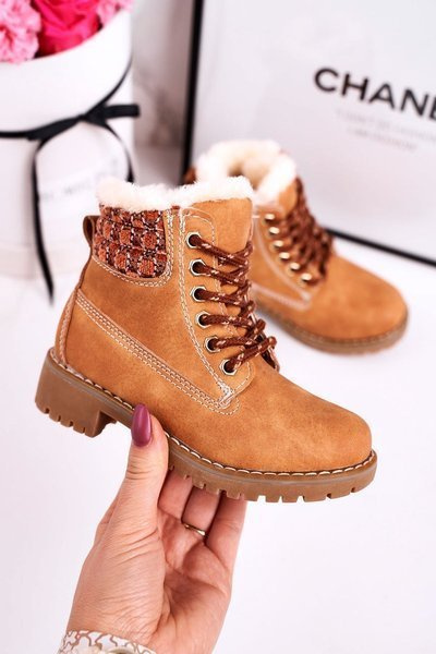 Dětské Kotníkové Boty Izolované Kožešinou Hnědé Forest