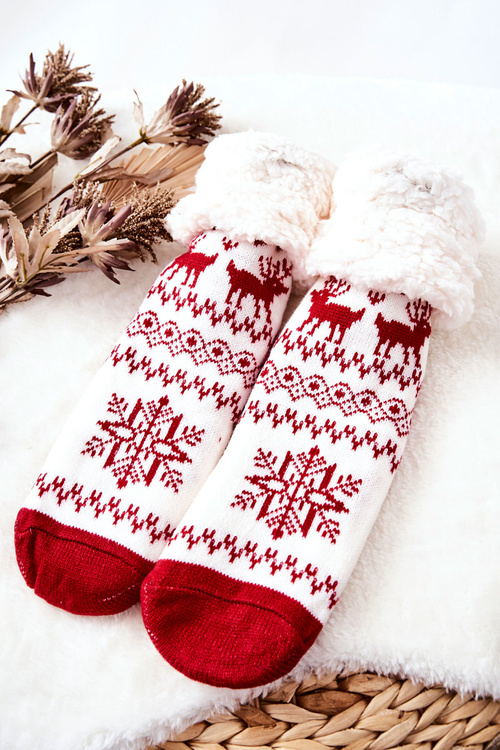 Dlhé ponožky vianočné sobie vzor