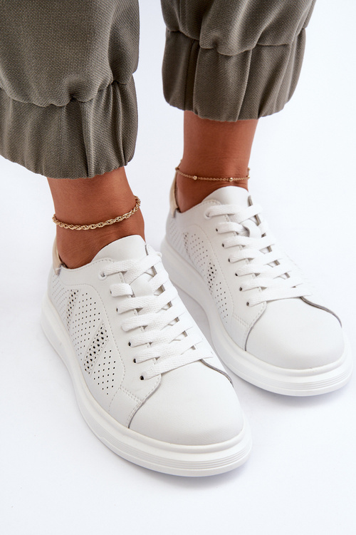 Biela dámska kožená obuv S.Barski LR760