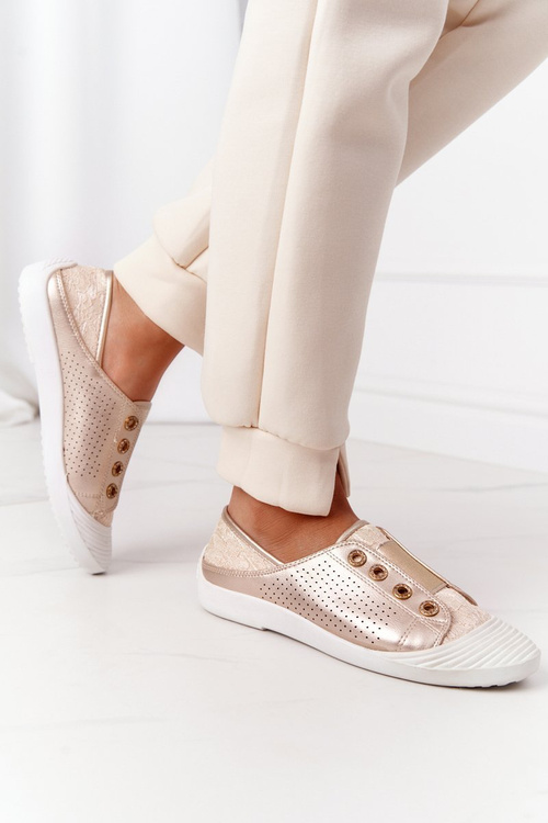 Ženské tenisky s čipkou lu boo zlatý