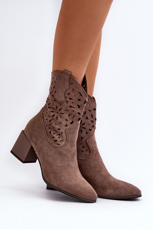 Zamšové Topánky S Vyrezaným Zvrškom Na Podpätku Hnedé Irvelame