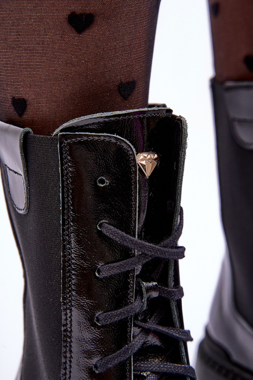 Dámske kožené topánky čipky -up čierne Nicole 2836