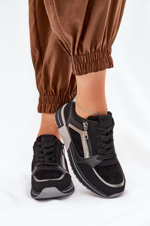 Dámské Sportovní Boty S Zipem Na Platformě Černé Larys