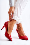 Klasické kožené vysoké podpätky červené magicky