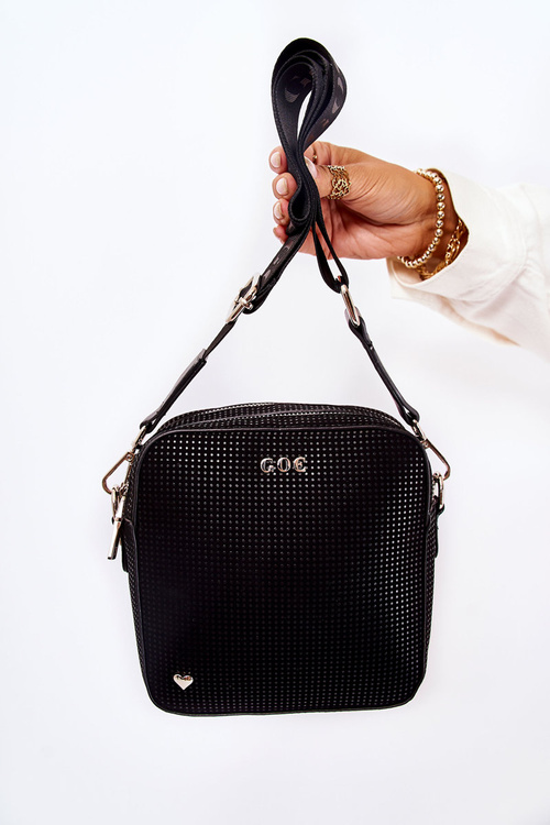 Kožená kabelka posla so srdcom Goe Znj015 čierna