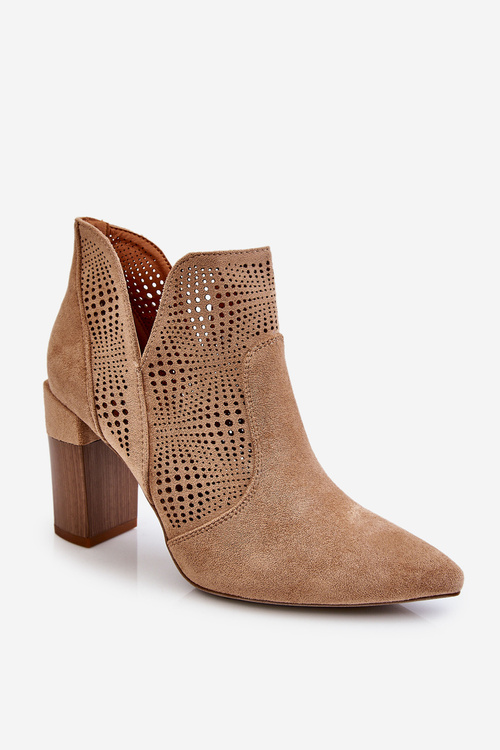 Openwork semišové vysoké podpätky béžová leanna