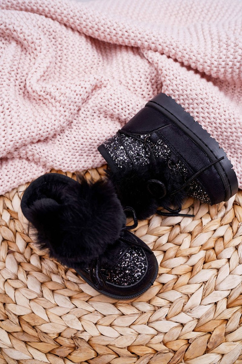 Dětské Sněhule s Kožešinou Černé Minnie Mouse