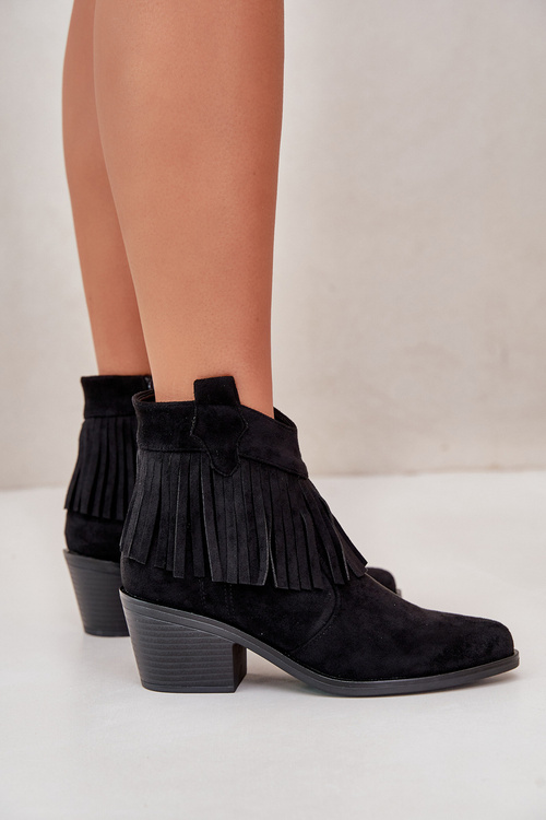 Dámské Kožené Botky Na Zip Eko Semiš Černé S.Barski HY42-127