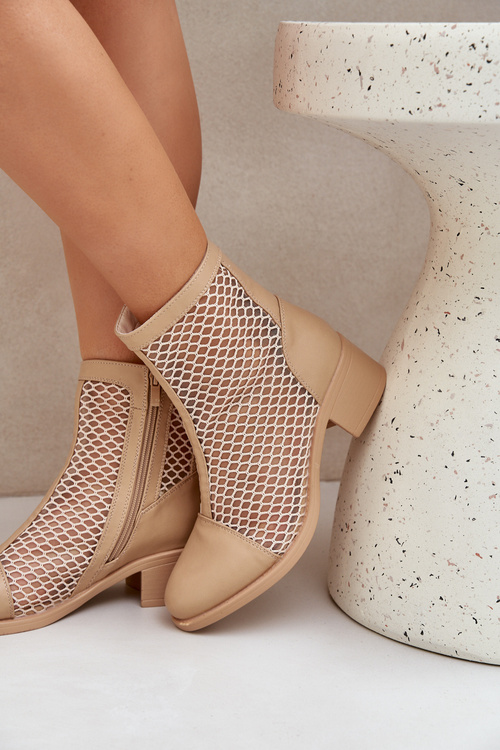 Dámské Síťované Boty Na Podpatku Béžové Lithyia