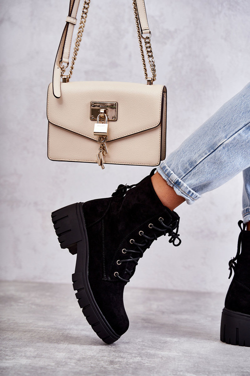 Dámské semišové zateplené kozačky se zipem černá Emilien