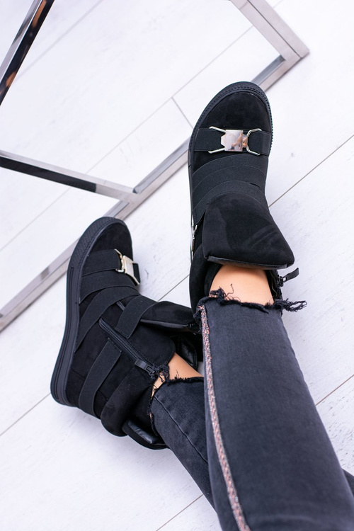 Semišové tenisky na klinoch lu boo čierne