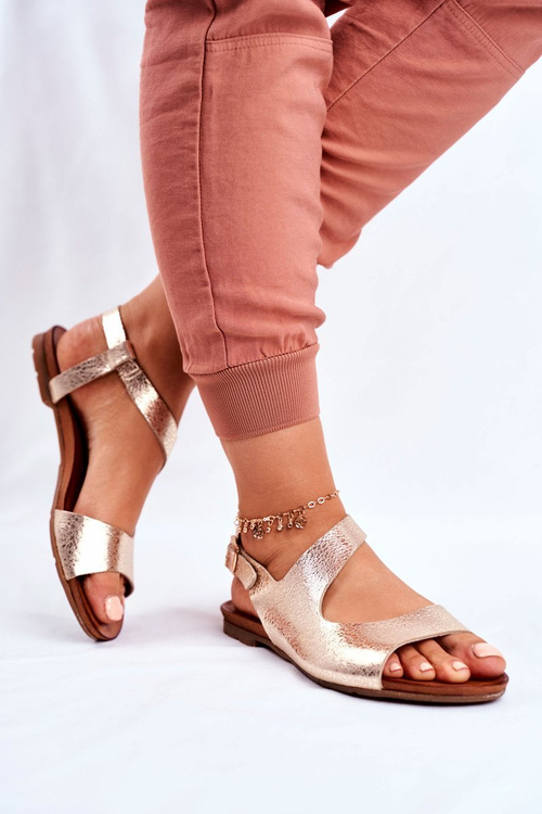 Dámské Sandály Laura Messi 1116 Kožené Hadí vzor Zlaté Vollare