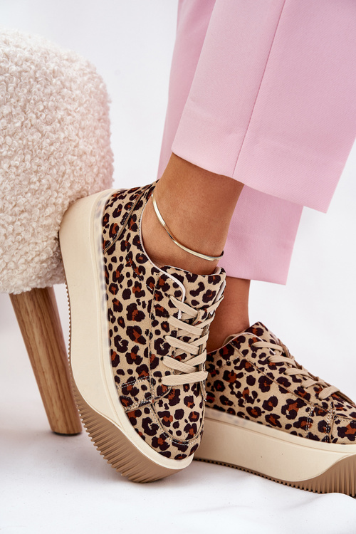 Tenisky Na Masivní Platformě Hladké Béžové Tirvanis