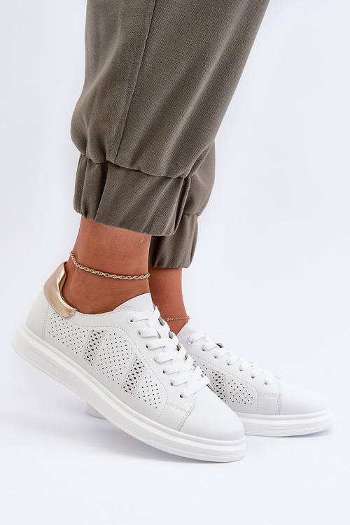 Bílé dámské kožené tenisky S.Barski LR760