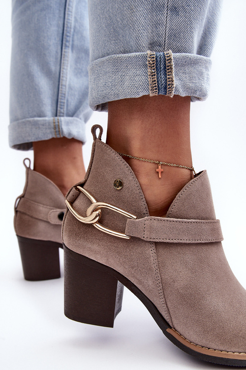 Dámské semišové boty na podpatku Maciejka 06247-04 bežové