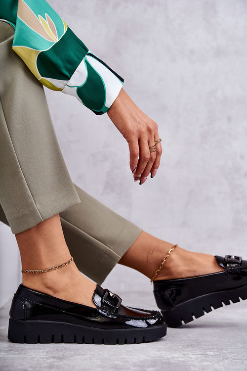 Lakované Mokasíny Na Platformě Černe Kjersti