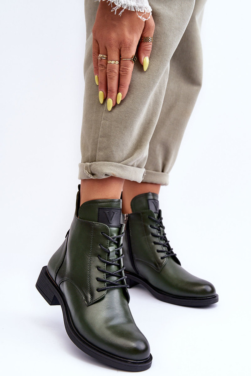 Kůže Dámské Boty Workery Zelené Tedrick