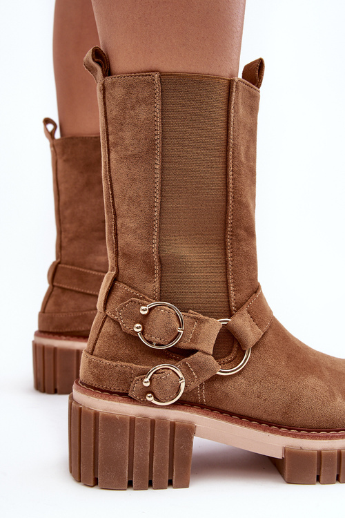 Dámské semišové zateplené botky Workery Camel Brinnon