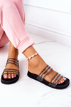 Čierna slečna, gumová flip -flops so zirkónmi