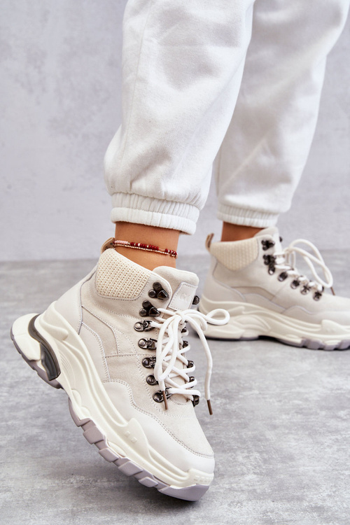 Dámská vysoká sportovní obuv GOE KK2N4097 Světle béžová