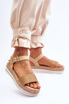Pohodlné sandále žien na veľkej hviezde LL274872 BEIGE PLATKION