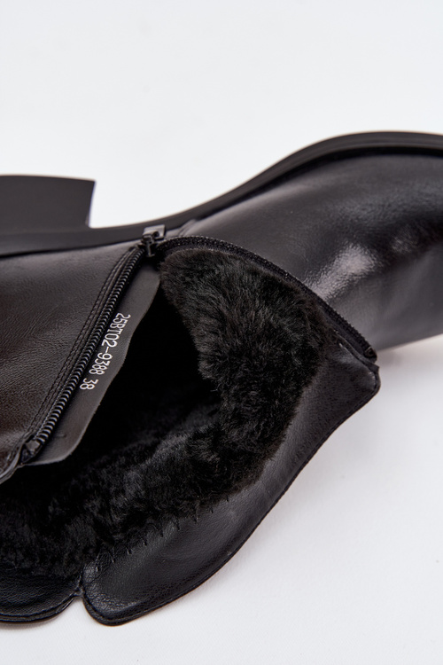 Zateplené dámske členkové topánky na klinovom päte čierne Delmira