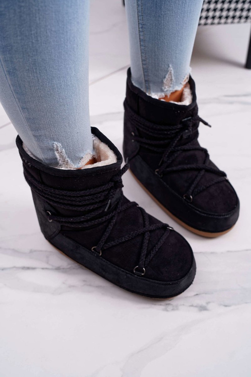 Dámské Sněhule Zateplené Kožešinou Černé Veme