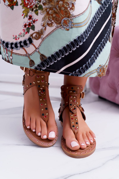 Japonské sandále s kamienkami Lu Boo Camel