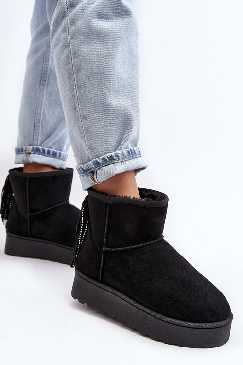 Dámske snehové topánky na masívnej plošine s lemovaným čiernym liricom