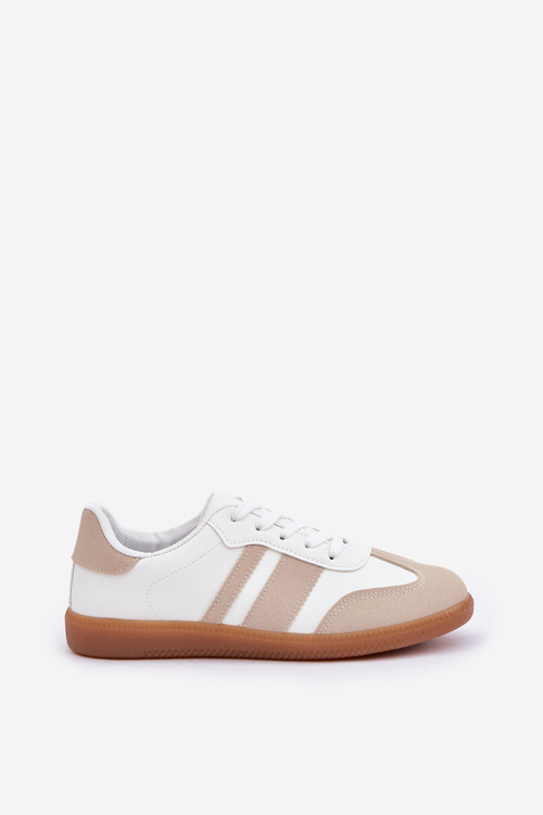 Nízke Dámske Tenisky Z Eko Kože Béžovo-Biele Nonalorin