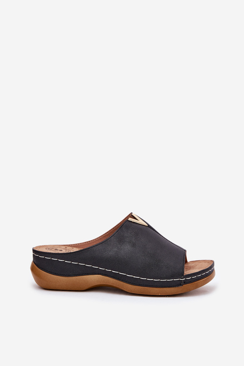 Pohodlné dámské pantofle na klínu černé Claribelle